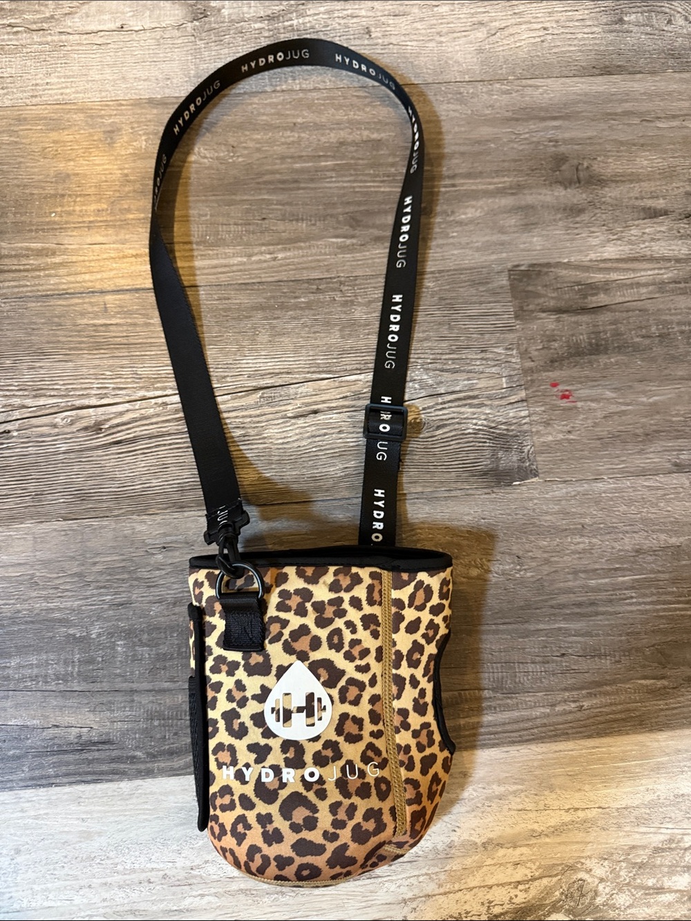 HydroJug Leopard Print Crossbody Bottle Pouch - Tan & Black